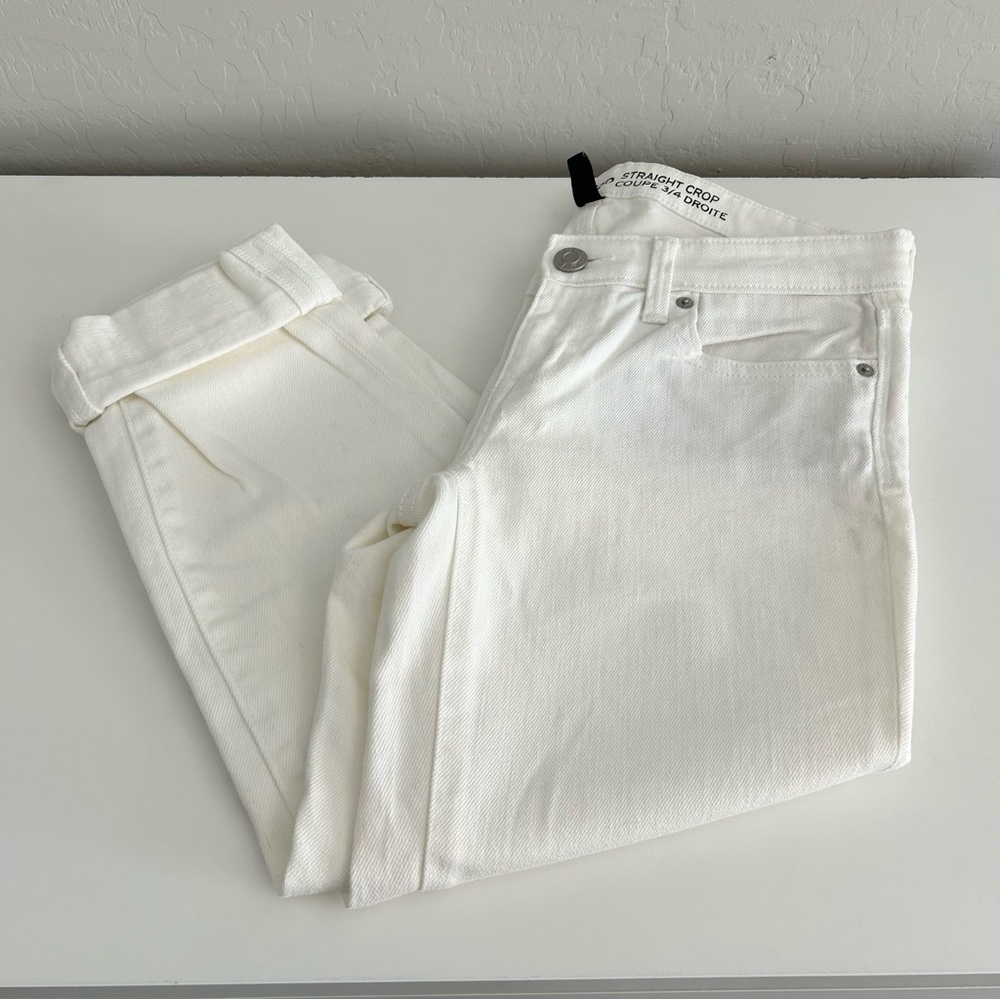 Gap Straight Crop Cotton Pants | Size 2 White Cream Capri Pants Cropped